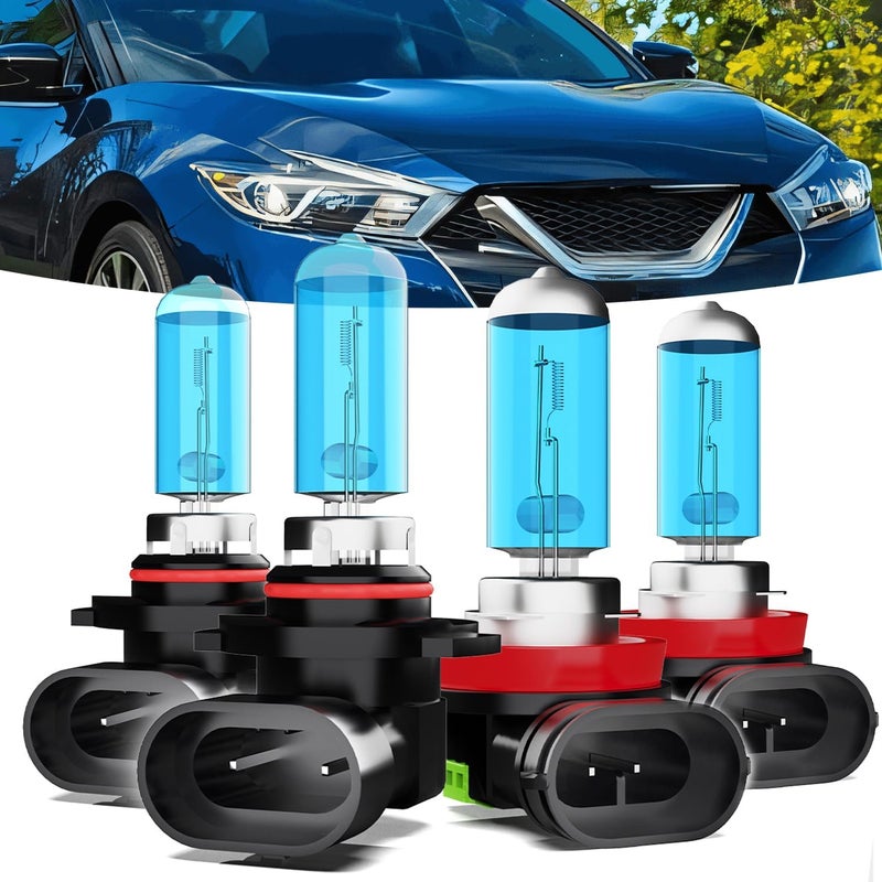 TTDBDAN Halogen Headlights Fit For Nissan Maxima 2009-2014 Headlight Bulbs,9005/H10/HB3 High Beam + H11/H8/H9 Low Beam Bright Front Car Lights,Plug And Play,Pack of 4 (Nissan Maxima 2009-2014) - Image 1